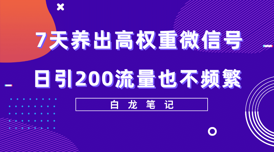 7天养出高权重微信号,日引200流量也不频繁,方法价值3680元插图 7天养出高权重微信号,日引200流量也不频繁,方法价值3680元插图