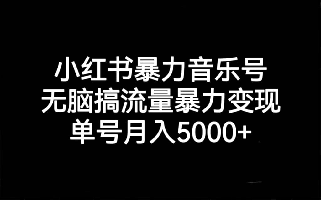 小红书暴力音乐号,无脑搞流量暴力变现,单号月入5000插图 小红书暴力音乐号,无脑搞流量暴力变现,单号月入5000插图
