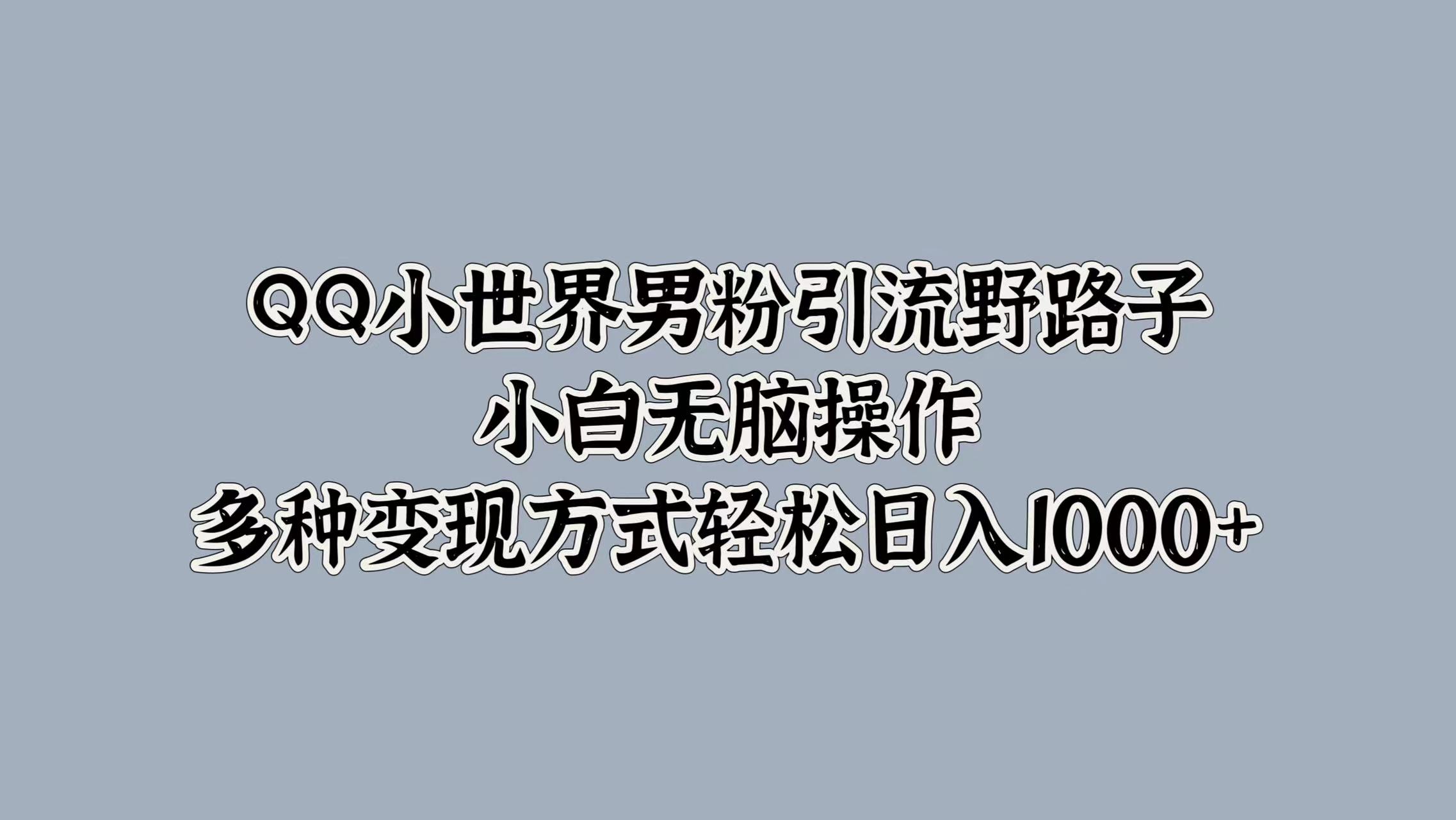 QQ小世界男粉引流野路子,小白无脑操作,多种变现方式轻松日入1000+插图 QQ小世界男粉引流野路子,小白无脑操作,多种变现方式轻松日入1000+插图