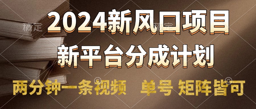 2024风口项目,新平台分成计划,两分钟一条视频,单号轻松上手月入9000+插图 2024风口项目,新平台分成计划,两分钟一条视频,单号轻松上手月入9000+插图