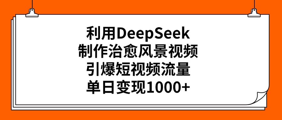 利用DeepSeek,制作治愈风景视频,引爆短视频流量,单日变现1000+插图 利用DeepSeek,制作治愈风景视频,引爆短视频流量,单日变现1000+插图