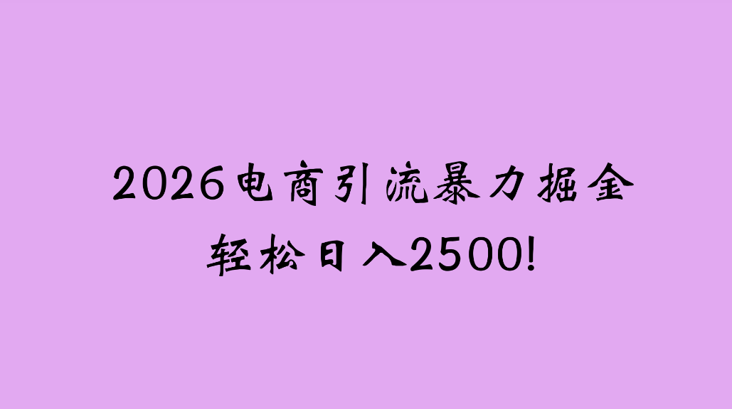 2026电商引流新玩法，日引200，日可入2500+