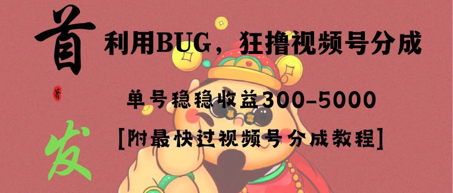 全网独家首发,视频号BUG,超短期项目,单号每日净收益300-5000!插图 全网独家首发,视频号BUG,超短期项目,单号每日净收益300-5000!插图