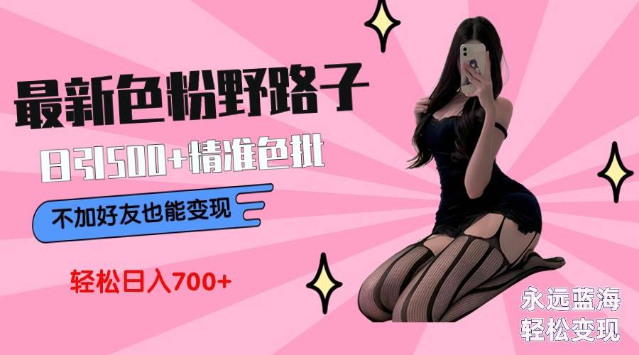 最新色粉变现野路子,日引500+老色批 可不加好友直接变现 小白轻松日入700+插图 最新色粉变现野路子,日引500+老色批 可不加好友直接变现 小白轻松日入700+插图