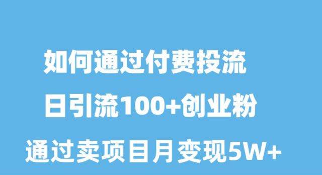 如何通过付费投流日引流100+创业粉月变现5W+插图 如何通过付费投流日引流100+创业粉月变现5W+插图