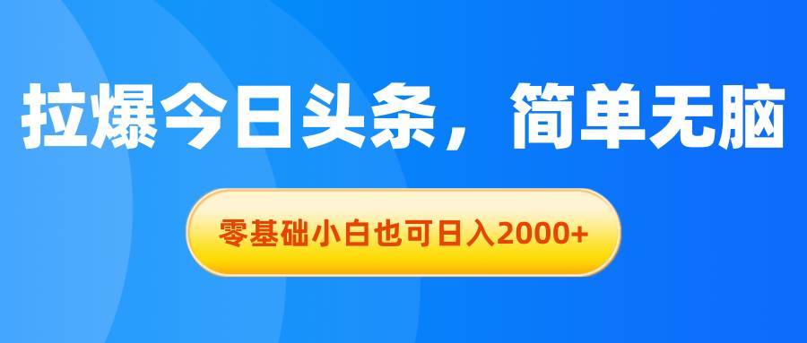 拉爆今日头条,简单无脑,零基础小白也可日入2000+插图 拉爆今日头条,简单无脑,零基础小白也可日入2000+插图