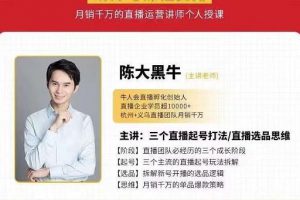 陈大黑牛-直播带货运营入门课，手把手教你直播间月销百万