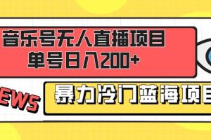 音乐号无人直播项目，单号日入200  妥妥暴力蓝海项目 最主要是小白也可操作